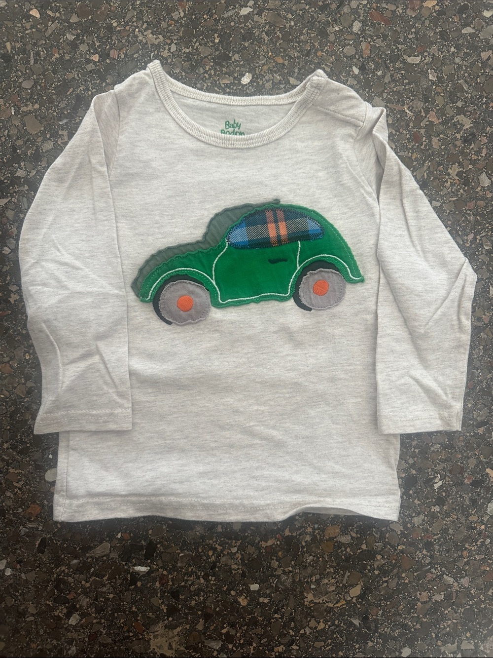 Baby Bod Long-Sleeve Tee with Green Car Applique